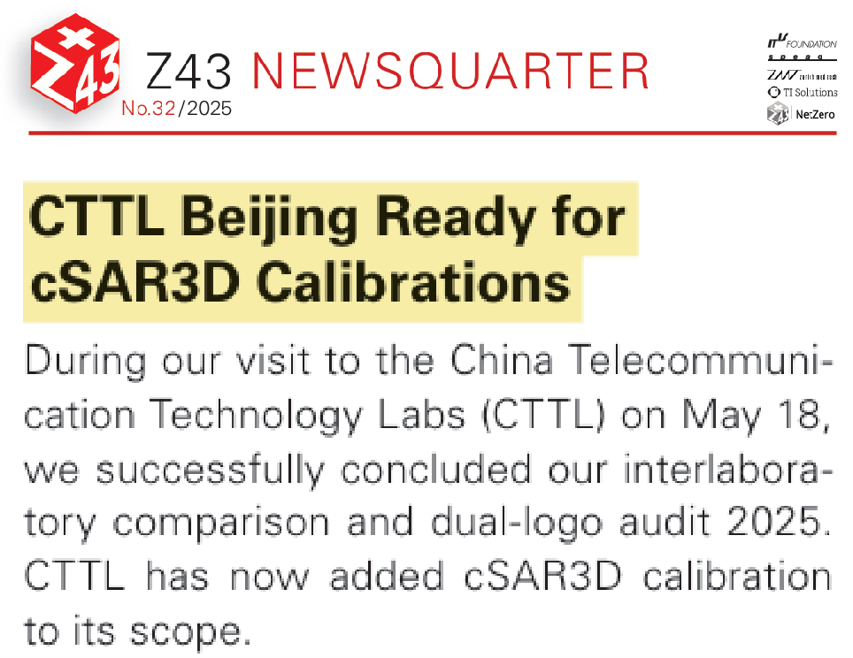 speag announced CTTL could conduct the calibration of cSAR3D